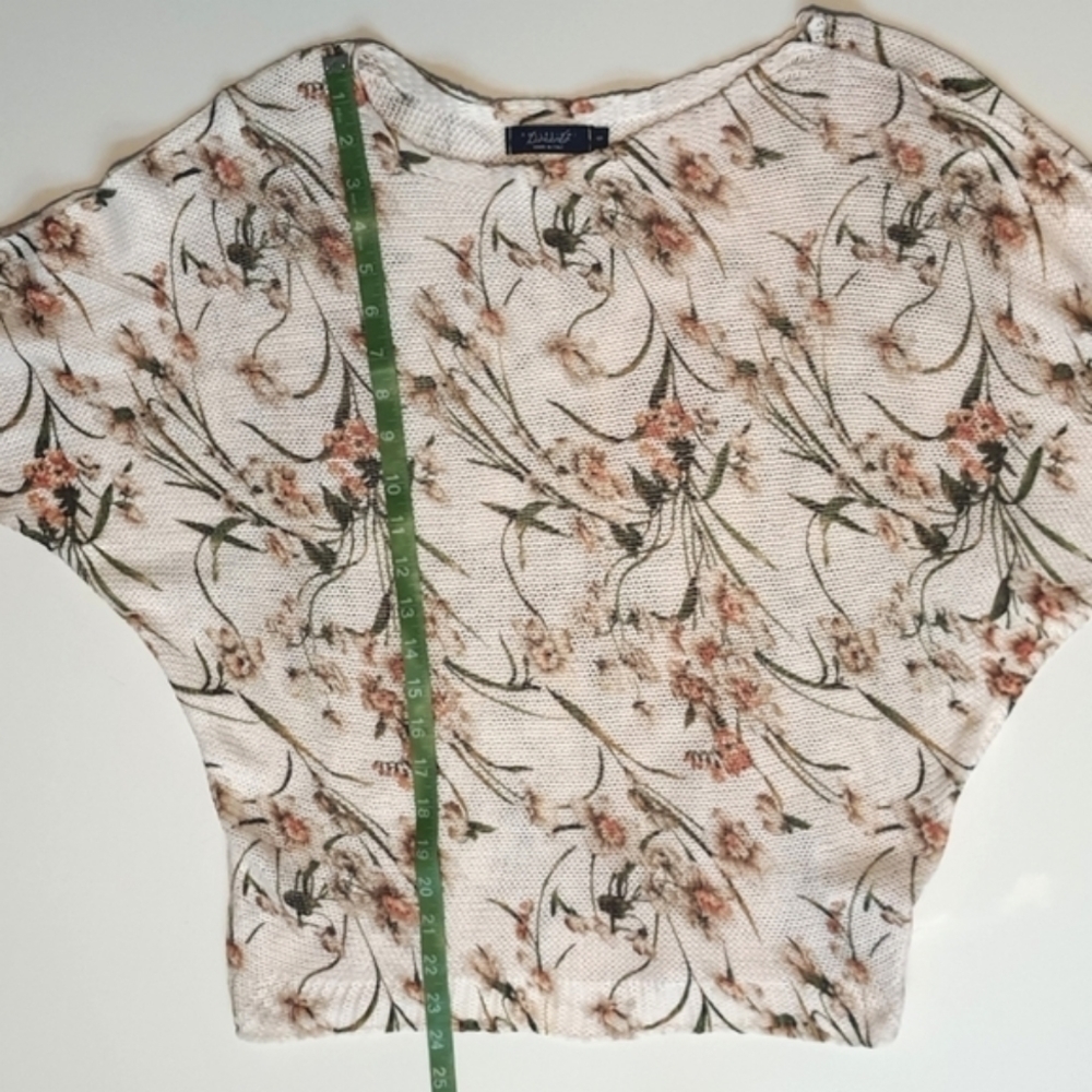 Italian Collezioni Leonardo Floral Knit Sweater Womens Size Small Spring Neutral - Picture 12 of 14